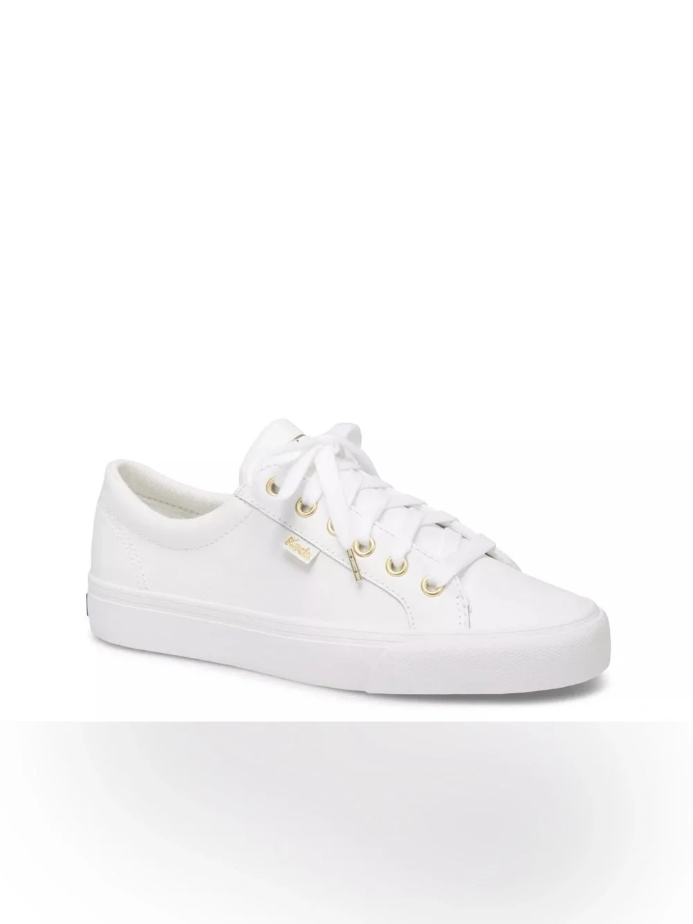 Keds Women's Low Top Canvas Sneaker in White with Gold Eyelets